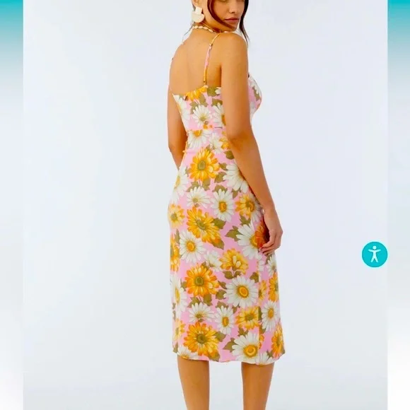 O'NEILL PINK FLORAL MIDI DRESS-XS - Picture 11 of 16